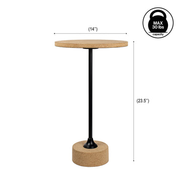Calix 23.5" Contemporary Minimalist Metal/Cork Round End Table - JONATHAN Y